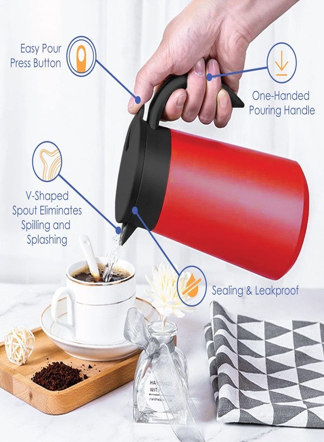 Mockery Stainless Steel Double Wall Thermal Coffee Carafe with Handle, Thermal Jug for Hot & Cool Drinks, Vacuum Insulated Jug, for Coffee Milk Tea Beverages Coffee Pot Home Office (800ML, Red) - Image 3